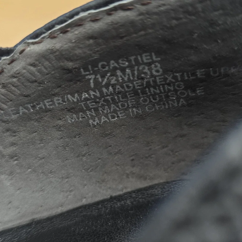LOGO by Lori Goldstein Castiel Oxford Black Leather Slip On‎ Loafers EUC